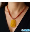 گردنبند سنگ کهربا و عقیق کارنلین نماد قوچ فروردین | جذب انرژی و ثروت