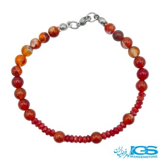 دستبند یاقوت سرخ جواهری و عقیق کارنلین