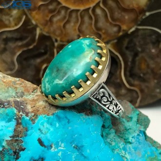 انگشتر نقره رکاب ماشینی ترک فیروزه نیشابور TURQUOISE