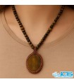 گردنبند سنگ چشم ببر مکرومه بافی