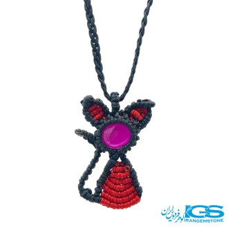 گردنبند یاقوت سرخ  استار مکرومه بافی طرح گربه