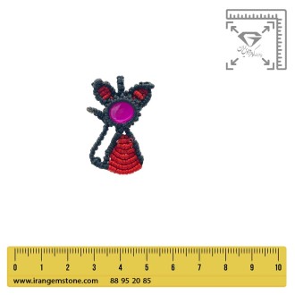 گردنبند یاقوت سرخ  استار مکرومه بافی طرح گربه