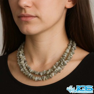 گردنبند لابرادوریت راف خورده چیپسی | سنگ طبیعی آرامش و بیان حقیقت