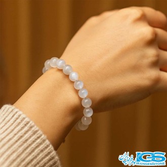 دستبند سنگ مون استون مکرومه بافی فری سایز