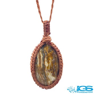 گردنبند سنگ چشم ببر مکرومه بافی