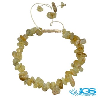 دستبند چیپسی خورده راف سیترین اصل سنگ زرد طلایی