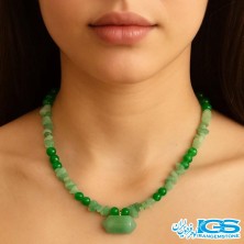 گردنبند آونتورین سبز اصل طرح منشور پرانیک | سنگ شانس و انرژی مثبت