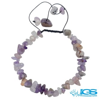 دستبند چیپسی خورده راف آمیتیست اصل بنفش طبیعی