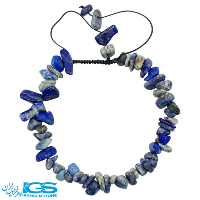 دستبند چیپسی خورده راف لاجورد اصل سنگ آبی طبیعی
