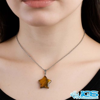 گردنبند سنگ چشم ببر طرح ستاره (بدون زنجیر)