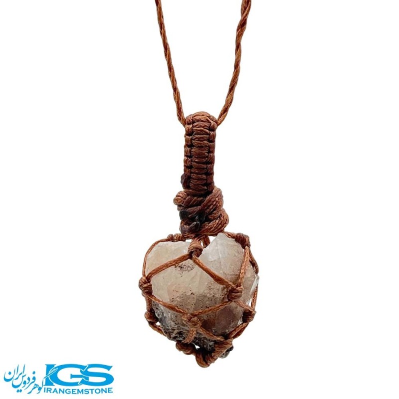 گردنبند سنگ آنالسیم  قرمز بلور آنالیسم مکرومه بافی