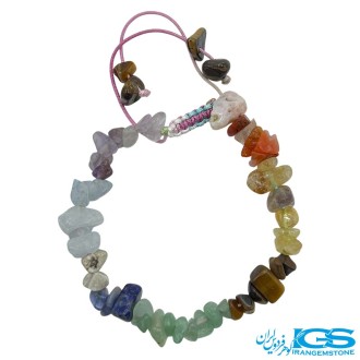 دستبند چیپسی خورده راف هفت چاکرا اصل سنگهای طبیعی