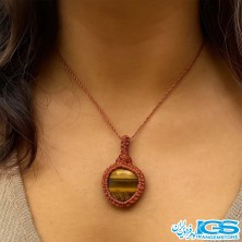 گردنبند سنگ چشم ببر مکرومه بافی