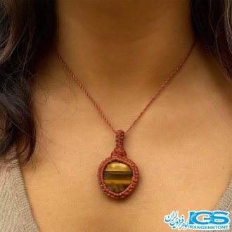 گردنبند سنگ چشم ببر مکرومه بافی