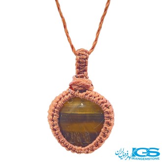گردنبند سنگ چشم ببر مکرومه بافی