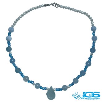 گردنبند آکوامارینو عقیقی آبی