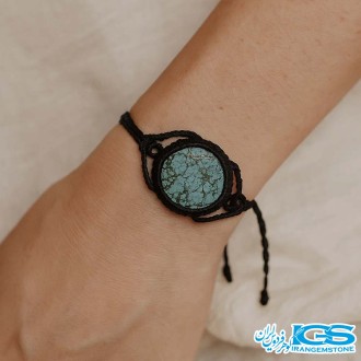 دستبند فیروزه نیشابور مکرومه بافی