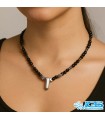 گردنبند سنگ کریستال کوارتز کروم و سنگ اونیکس