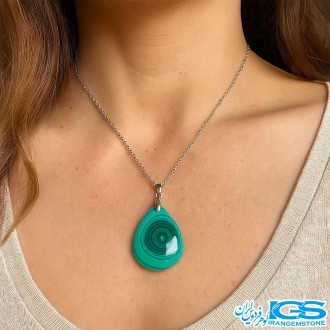 گردنبند سنگ مالاکیت اصل (بدون زنجیر) آرامش‌بخش