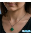 گردنبند یشم سبز طرح شبدر شانس بدون زنجیر