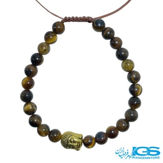 دستبند سنگ چشم ببر مکرومه بافی