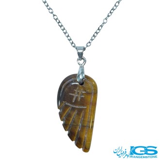 گردنبند سنگ چشم ببر طرح بال (بدون زنجیر)