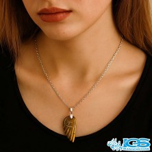 گردنبند سنگ چشم ببر طرح بال (بدون زنجیر)