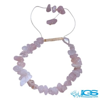 دستبند چیپسی خورده راف رزکوارتز اصل سنگ عشق صورتی