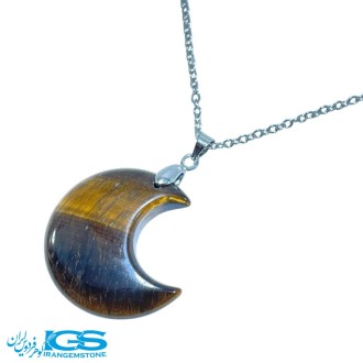 گردنبند سنگ چشم ببر طرح ماه (بدون زنجیر)