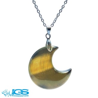 گردنبند سنگ چشم ببر طرح ماه (بدون زنجیر)
