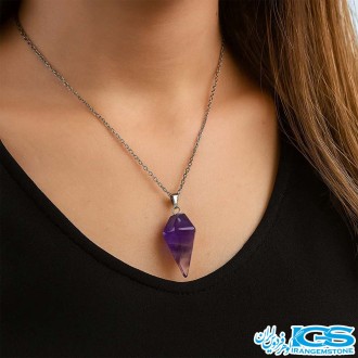 گردنبند آمیتیست شاقول آونگ بدون زنجیر