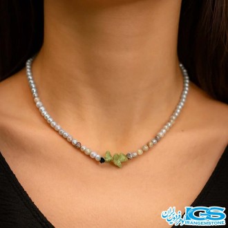 گرنبند زبرجد پریدوت راف با سنگ سیترین