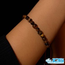 دستبند سنگ چشم ببر راف مکرومه بافی