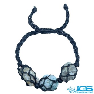 دستبند لابرادوریت راف و سنگ عقیق خزه ای