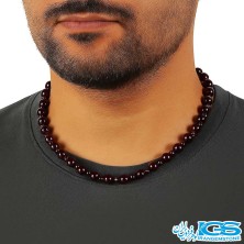 گردنبند گارنت سرخ لعل  بافت مکرومه