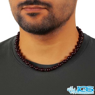 گردنبند گارنت سرخ لعل  بافت مکرومه