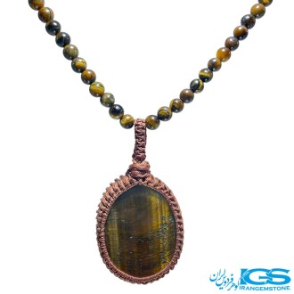 گردنبند سنگ چشم ببر مکرومه بافی