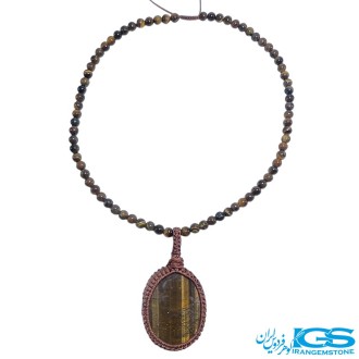 گردنبند سنگ چشم ببر مکرومه بافی