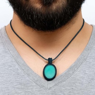 گردنبند عقیق سبز | نماد آرامش و شفا بافت مکرومه