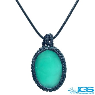 گردنبند عقیق سبز بافت مکرومه