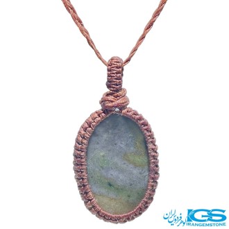 گردنبند سنگ عقیق خزه‌ای طبیعی مکرومه بافی | آرامش، رشد و انرژی مثبت