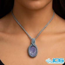 گردنبند یاقوت کبود راف مکرومه بافی