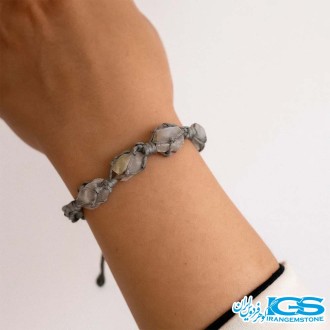 دستبند عقیق سفید مکرومه بافی