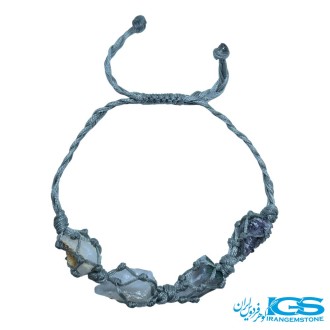 دستبند عقیق سفید مکرومه بافی
