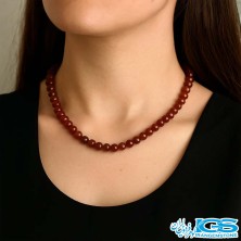 گردنبند کارنلین عقیق سرخ مکرومه بافی