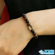 دستبند سنگ چشم ببر مکرومه بافی بودا دار