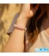 دستبند رزکوارتز صورتی طبیعی روی دست | Rose Quartz Bracelet on Hand