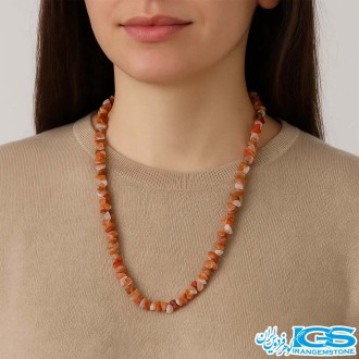 گردنبند کارنلین عقیق سرخ  راف چیپسی