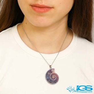 گردنبند فسیل آمونیت | نماد انرژی حیات و تحول بدون زنجیر