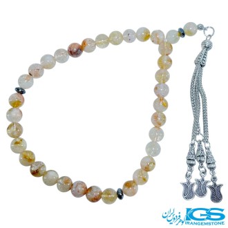تسبیح سنگ سیترین ۳۳ دانه‌ای اصل